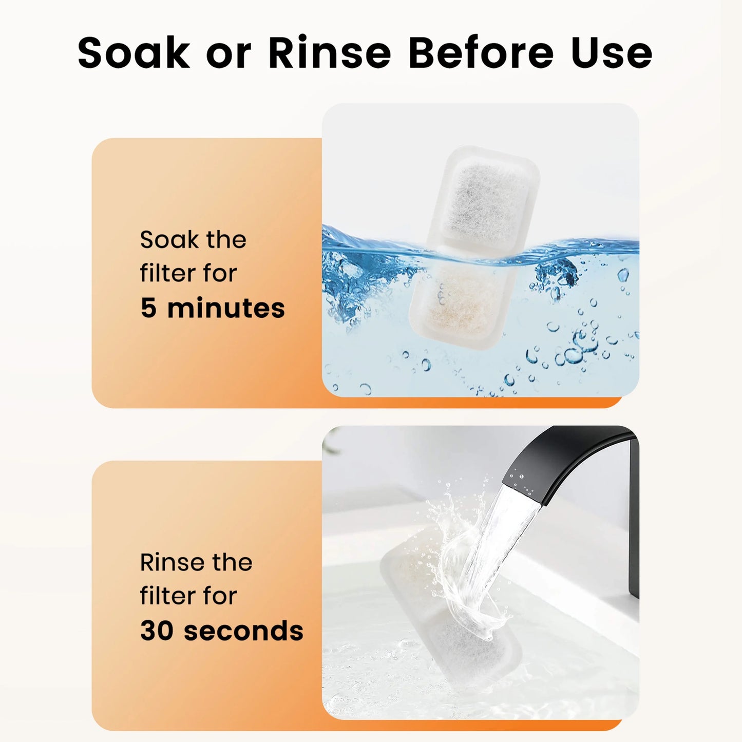 8 Pack Cat Water Fountain Replacement Carbon Filters for PWF-001 2L Cat Fountain - White